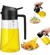 Aovdy 16oz/470ml Glass Olive Oil Sprayer for Cooking - 2 in 1 Olive Oil Dispenser Bottle Spray an...