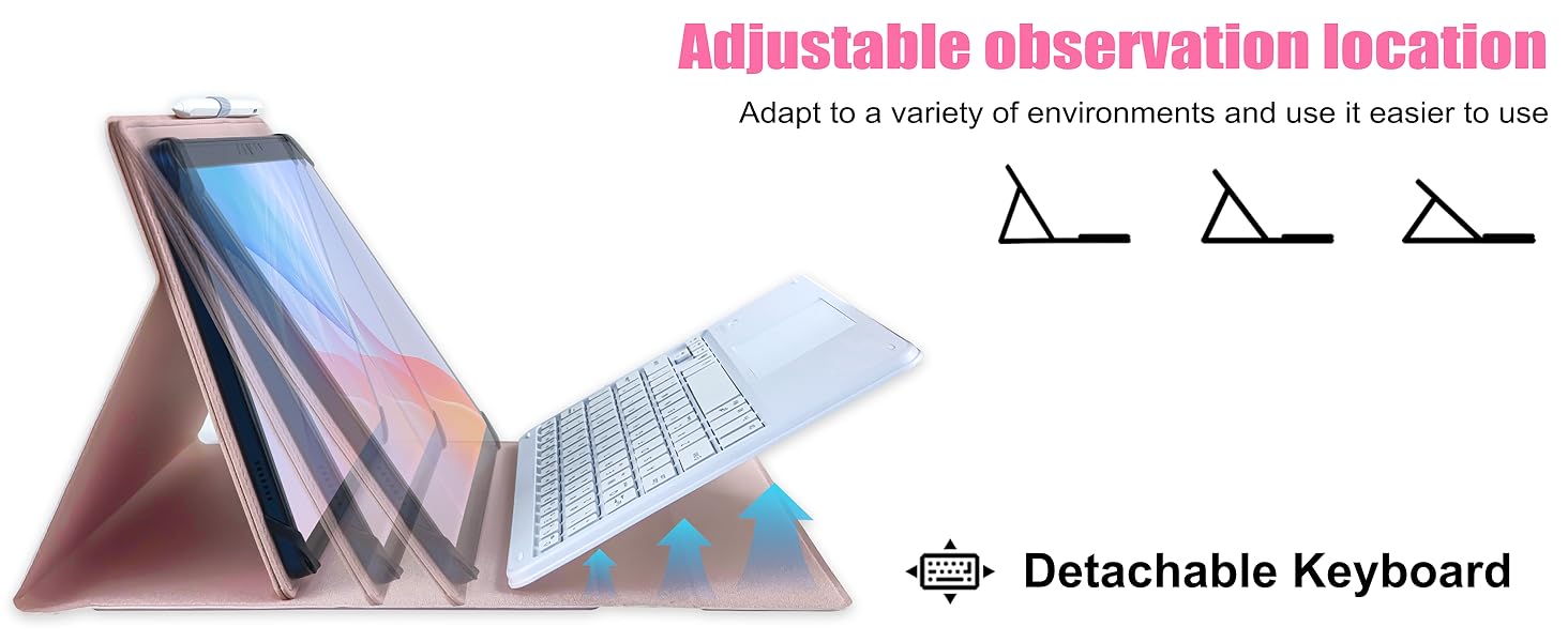 Universal Touchpad Keyboard Case for 9.7-11.0 tablet-Pink-4