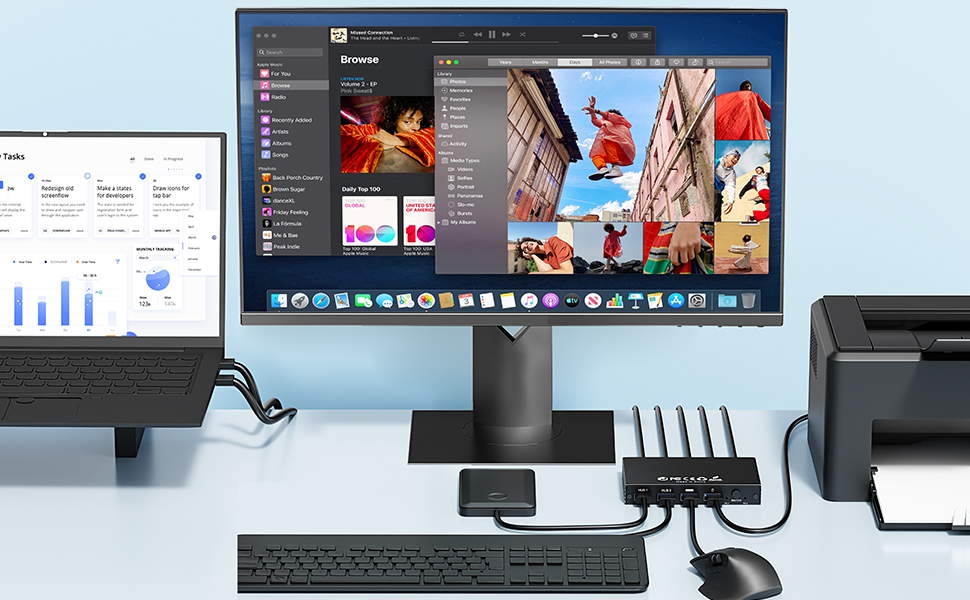 2PCs Share 4 USB Devices and 1 Monitor