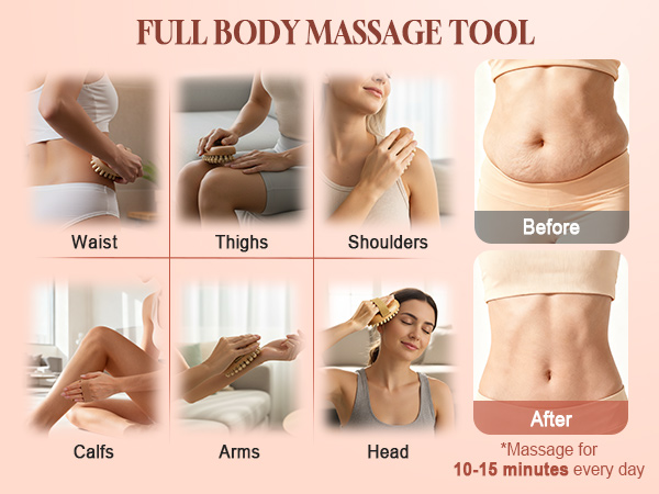 2 PCS Meridian Massage Brushes, Wood Therapy Massage for Belly Cellulite Pressure Brushes