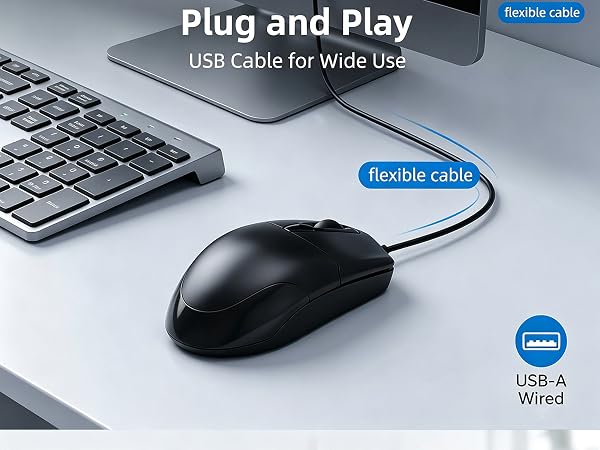 plug and play wired computer mouse