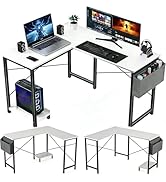Sagenest L Shaped Desk, 50 Inch Reversible Computer Desk Corner Gaming Table with CPU Stand &amp; Sto...