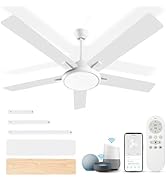 OUTON Ceiling Fans with Lights and Remote, Smart Wi-Fi Ceiling Fan Works with Alexa Google Home V...