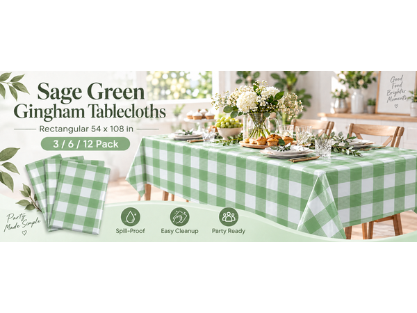 sage green gingham tablecloth