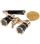 BOSTRON 3X25 Opera Glasses Binoculars Compact with Adjustable Handle &amp; Chain, Portable Vintage Th...