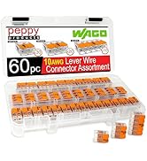 WAGO 221-61x Lever Nuts 60pc 10AWG Lever Wire Connector Assortment Kit | Splicing for Solid and S...