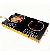 7000W Double Ceramic Electric Hot Plate Countertop Stove Double Burner Infrared Cooktop with 11 P...