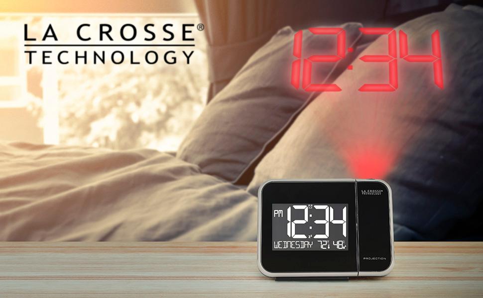 lacrosse, la crosse, 616-1412, projection, alarm, bedside clock, projected time, temperature