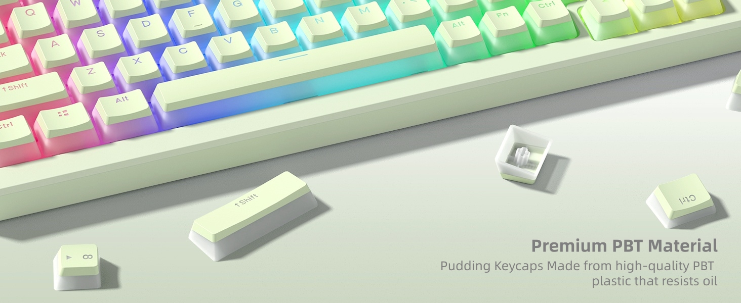 Womier Mechanical Keybaord Keycaps Pudding, PBT Cute Keycaps, Shine Through Key Cap