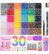 46000Pcs Bedazzling Kit with Rhinestones, 30 Colors 3mm Resin Jelly Flatback Gems, All-in-One Bed...