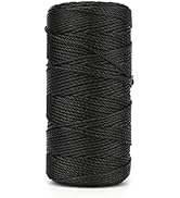 KINGLAKE 426 Feet Tarred Twine #36 Bank Line-Black Nylon String 2mm-100% Black Nylon Twine-Strong...