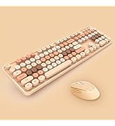 2.4G Full-Size Wireless Keyboard and Mouse Combo, Multi-Color Typewriter Style Round Keycap, Cute...