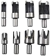 8 Pcs Wood Plug Cutter Drills Straight and Tapered Taper Carbon Steel Drill Bit Set 5/8" 1/2" 3/8...