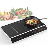GIHETKUT Double Induction Cooktop, 4000W 2 burner Induction cooktop with LED Touch Screen 10 Leve...