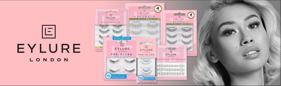 Eylure Naturals False Lashes, Pre Glued, Press On, Individuals