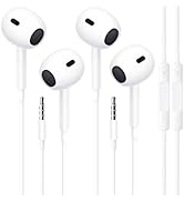 ALIANSHENG Wired in-Ear Headphones with Mic &amp; Volume Control, 2-Pack Bass-Enhanced Earbuds Compat...
