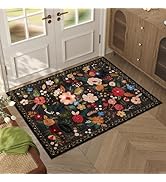 Rugcomf Door Mat Indoor Entrance 2x3 Rug Machine Washable Boho Floral Small Area Rug Non-Slip Low...