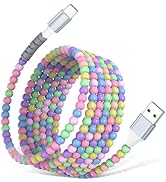 USB A to USB C Cable 6FT,Beaded Charger Cord for iPhone 17 16 Pro Max 15 for Carplay,Type C Fast ...