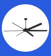 Black finish 100-inch Widespan industrial ceiling fan with 6 black blades, no light kit.