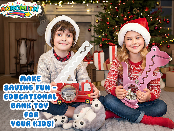 Educational wooden coin bank for kids, interactive clear belly design for learning to save money