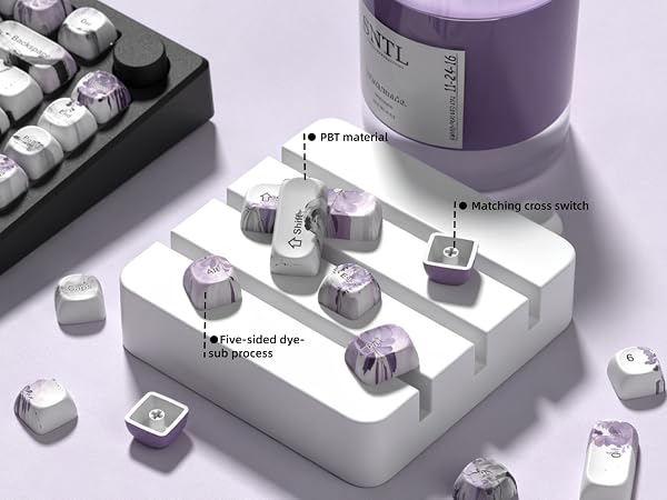 MOA Romantic Purple Keycaps, Custom PBT Keycaps Set Mechanical Keyboard Key Caps