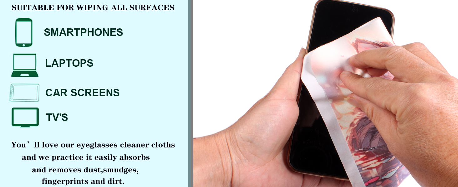 Multicolor Microfiber Glasses Cloths for Safe Cleans Screens Lenses Phones Cameras iPad &amp;amp; More