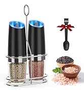 Gravity Electric Pepper and Salt Grinder Set,Battery Powered salt and pepper shakers set with Met...