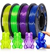 YOUSU Transparent Galaxy TPU Filament 1.75mm Bundle, 95A (42D) Flexible Soft 3D Printer Filament,...