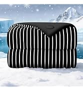 bedsmile Pinstripe Cooling Comforter Queen Size, Q-Max 0.45 Reversible Striped Cooling Blanket fo...