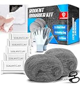 [Upgraded] Rodent Barrier Kit, Includes 2 PCS Steel Wool, 5 PCS Repair Sealing Clay, Scissors and...