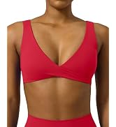 PAVOI ACTIVE Twist Front Sports Bra for Women - Two Ways Customizable Coverage Workout V Plunge F...