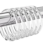 Amazer Plastic Shower Curtain Rings, 12 Pcs Clear Shower Curtain Hooks, O Shape Shower Curtain Ho...