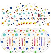 HFBOBP 50PCS Happy Birthday Plates and Napkins, 7inch Colorful Dots Birthday Cake Dessert Plates ...