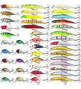 FREE FISHER 43Pcs Fishing Lures Kit Minnow Popper Walleye Fishing Lures Mixed Hard Crank Baits fo...