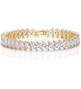 PAVOI 14K Gold Plated Marquise Cut Tennis Bracelet for Women - Cubic Zirconia Gold Tennis Bracele...