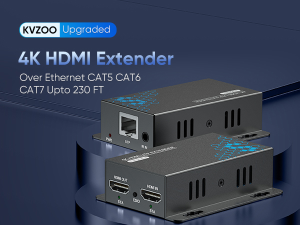 4K HDMI Extender HDMI Over Ethernet CAT5e CAT6 CAT6a CAT7 KVZOO HDMI Transmitter Receiver