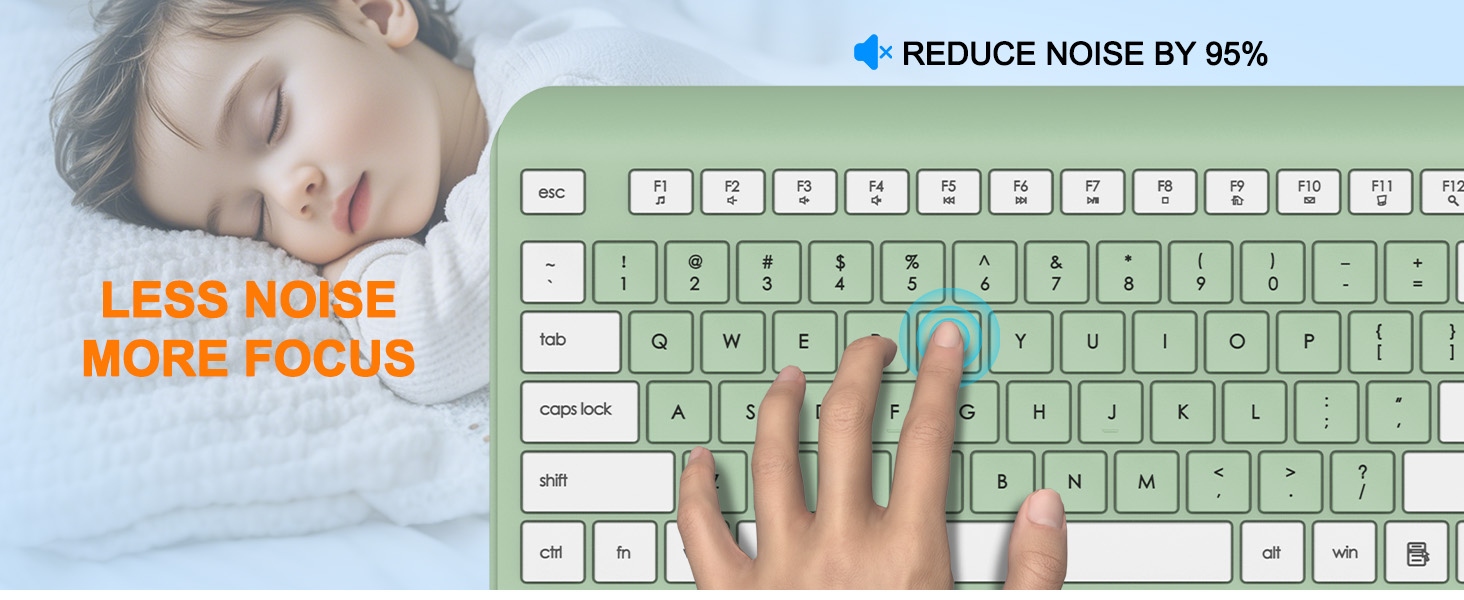 Wireless Keyboard and Mouse Combo, Full Size Silent Ergonomic Keyboard Mouse