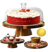 Tiaforza Acacia Wood Cake Stand with Lid, Multi-Functional Cake Display Stand, Flips to Charcuter...