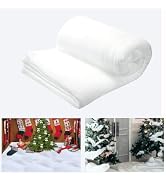 Yahpetes Christmas Snow Blanket Roll Fake Snow Blanket 2.6 x 7.9 Feet Artificial Snow Roll White ...