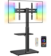 Perlegear Floor TV Stand with LED Light for 32”-75" TVs, Tall TV Stand with Swivel and Tilt, 12 H...