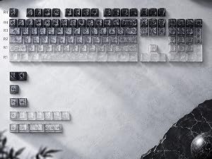 Clear Jelly Keycaps, Translucent Keycaps Set Gradient Grey Keycaps 120 Keys Custom Keycaps