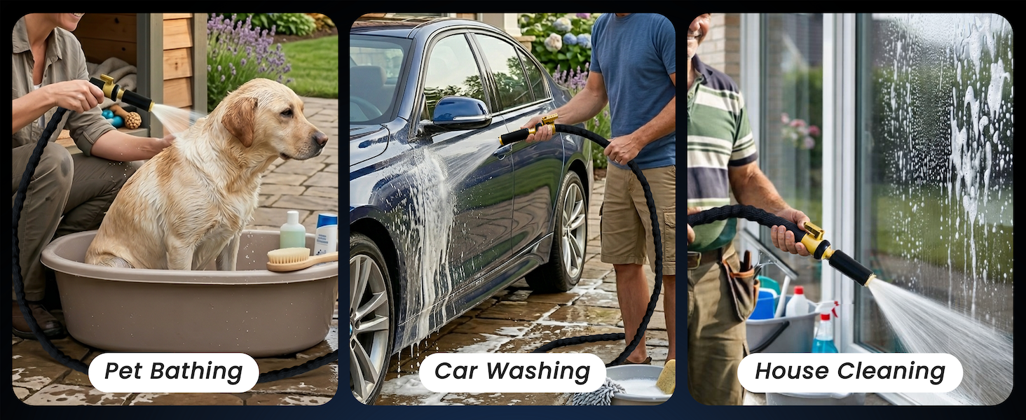 lightweight flexible water hose for pet bathing car washing house cleaning