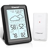 Geevon Indoor Outdoor Thermometer Wireless 200ft/60m, Digital Temperature Humidity Monitor with L...
