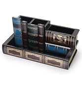 DreamsEden Vintage Pen Holder Library Book Design Wooden Caddy Decorative Pencil Holder Stand Art...