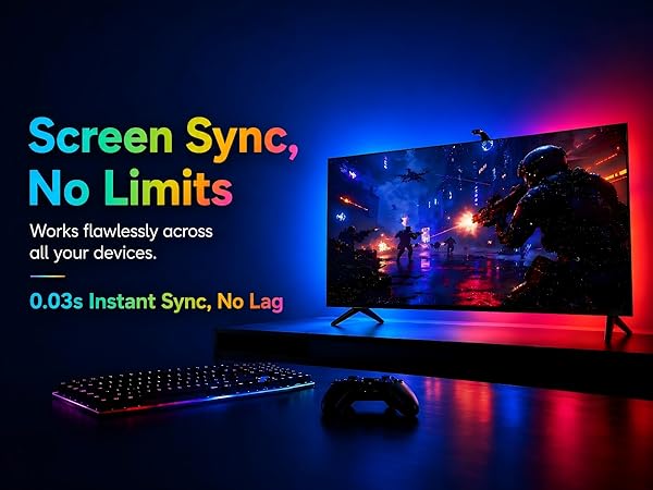 TV LED Backlight Cuttable TV Lights That Change with Sync to Scree