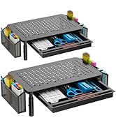 WALI Dual Monitor Stand with Storage, Desk Organizer with Drawer and Pen Holder, Desk Monitor Ris...