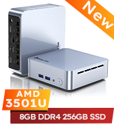 Glorlin Mini PC 3501U CPU 8GB DDR4 RAM 256GB SSD