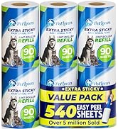 PetLovers Extra Sticky Lint Roller 6 Pack of Refills Only - No Handle Included - 90 Sheets Per Re...