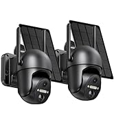 SEHMUA Solar Security Cameras Wireless Outdoor, 2 Pack 2K 360° View Battery Powered Wi-Fi Outdoor...