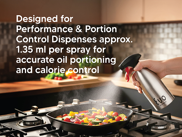 Evo Oil Sprayer 18/8 Stainless Steel, Non-Aerosol for Olive, Cooking Oils, and Vinegars